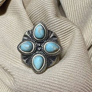 Silver and Turquoise Statement Ring